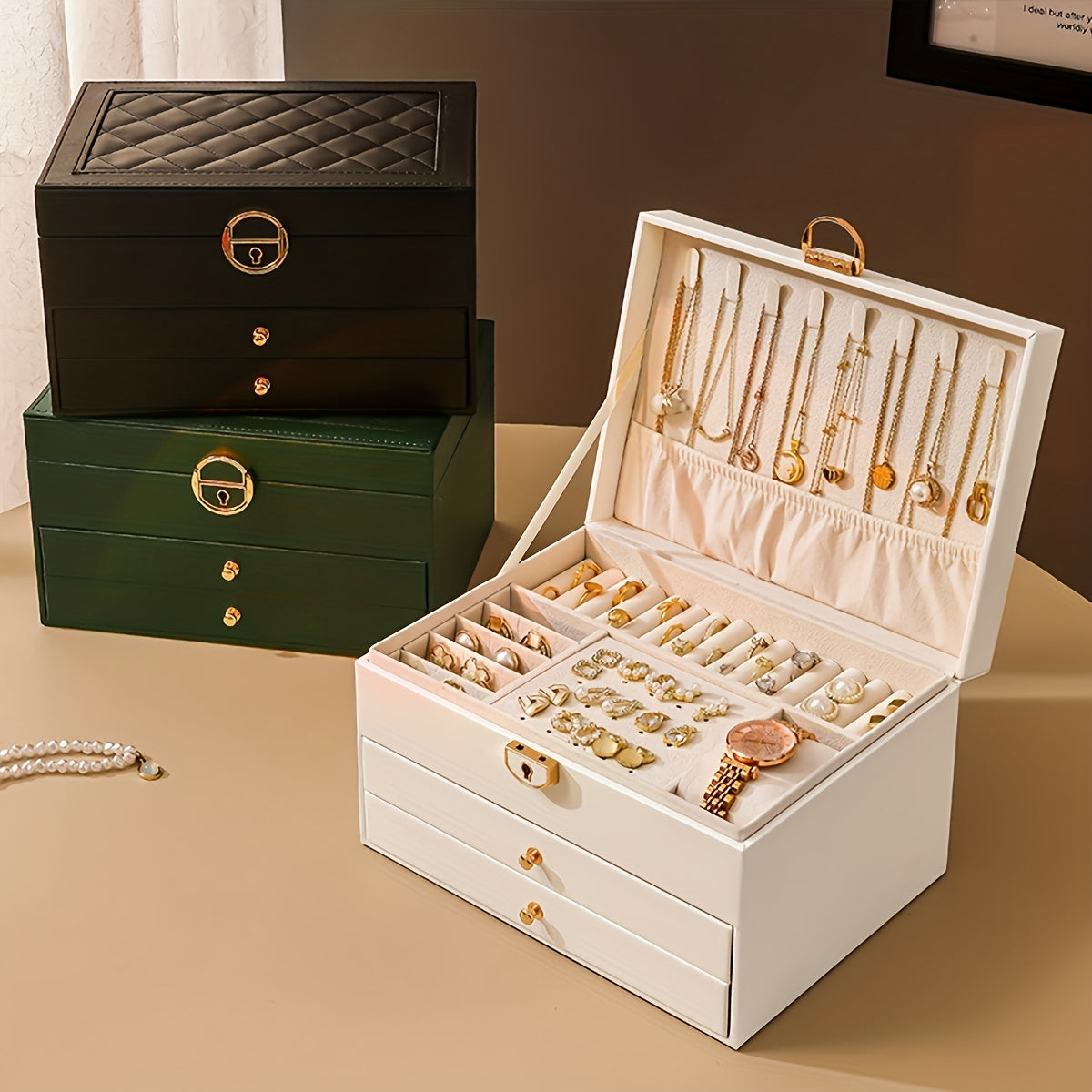 Sieradendoos lederen organizer met lades
