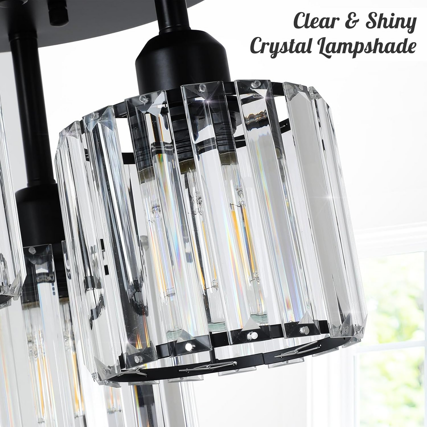 Crystaléa™ Elegant Modern Crystal Semi-Flush Ceiling Light