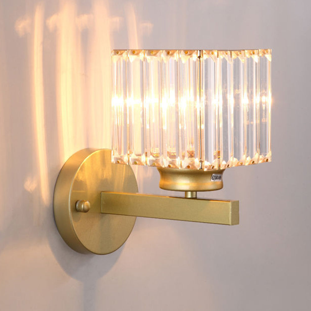 Crystal Glass Wall Light With Modern Arm Design
