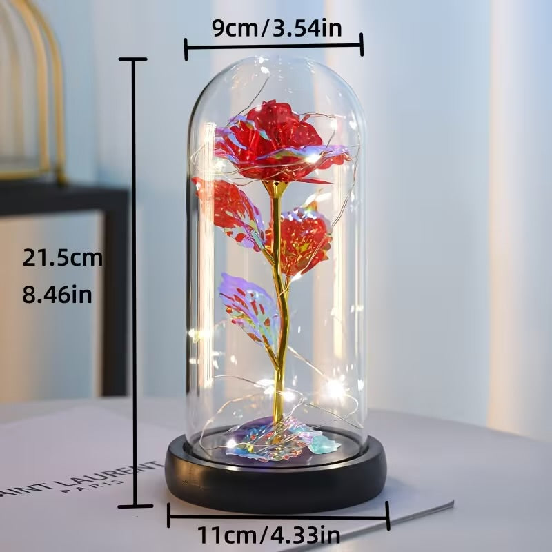 Galaxy Glass Rose with LED Light – Foil Flower Gift for Her - Perfect for Special Occasions