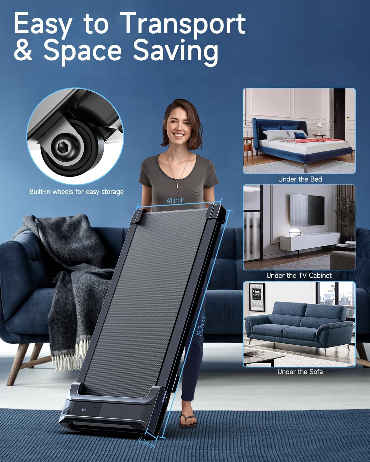 Under-Desk Walking Pad Treadmill – Slim PortableWalking & Running Electric Machine