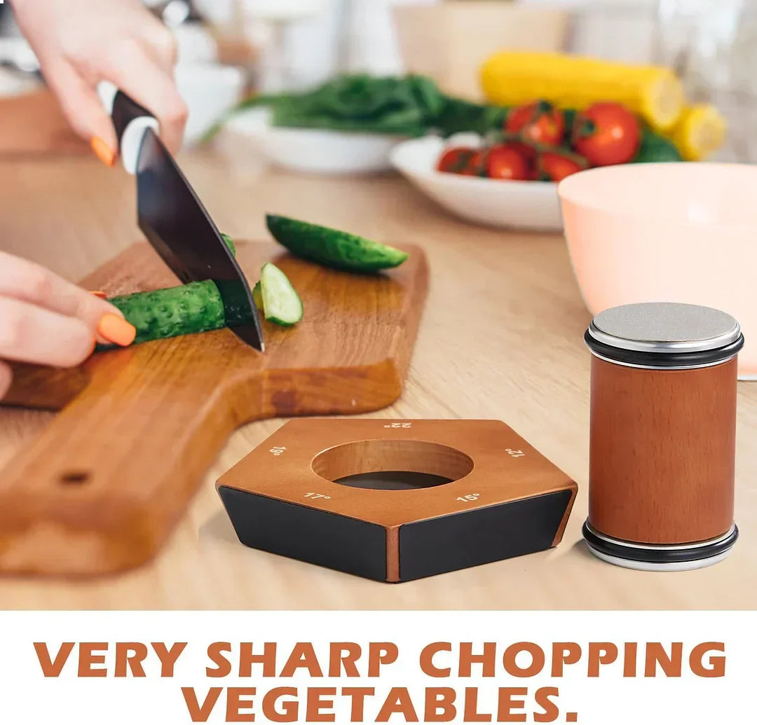 EdgeMaster™ Knife Sharpener Kit with Magnetic Wood Base