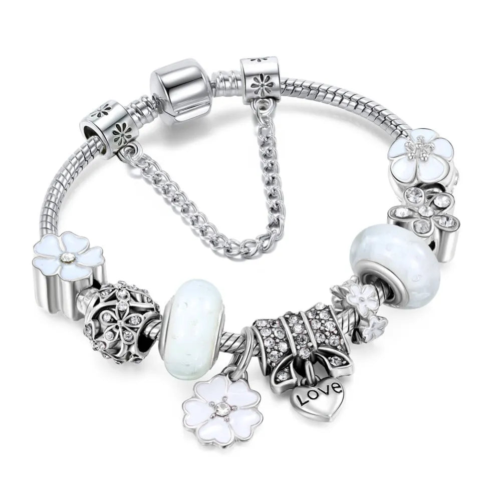 Floriéra™ Sterling Silver Floral Charm Bracelet