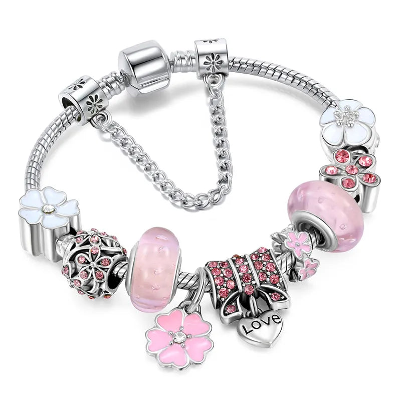 Floriéra™ Sterling Silver Floral Charm Bracelet