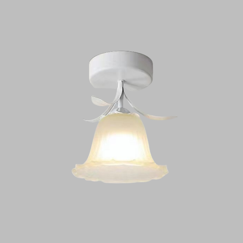 Ceiling Light with Floral Glass Shade Design