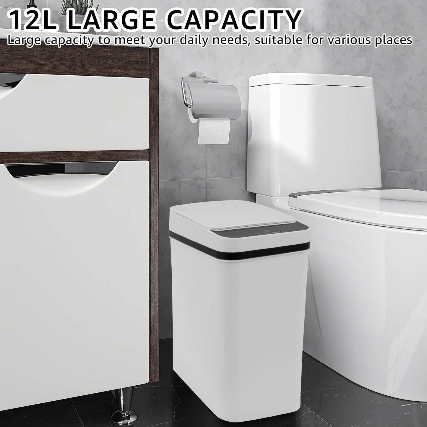 CleanBin™ 12L Automatic Sensor Trash Can – Touchless & Smart