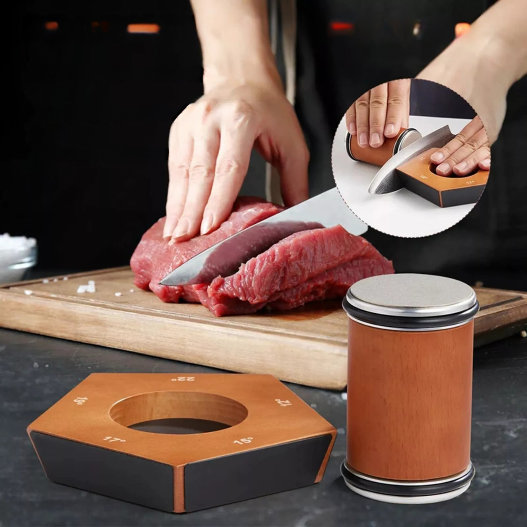 EdgeMaster™ Knife Sharpener Kit with Magnetic Wood Base