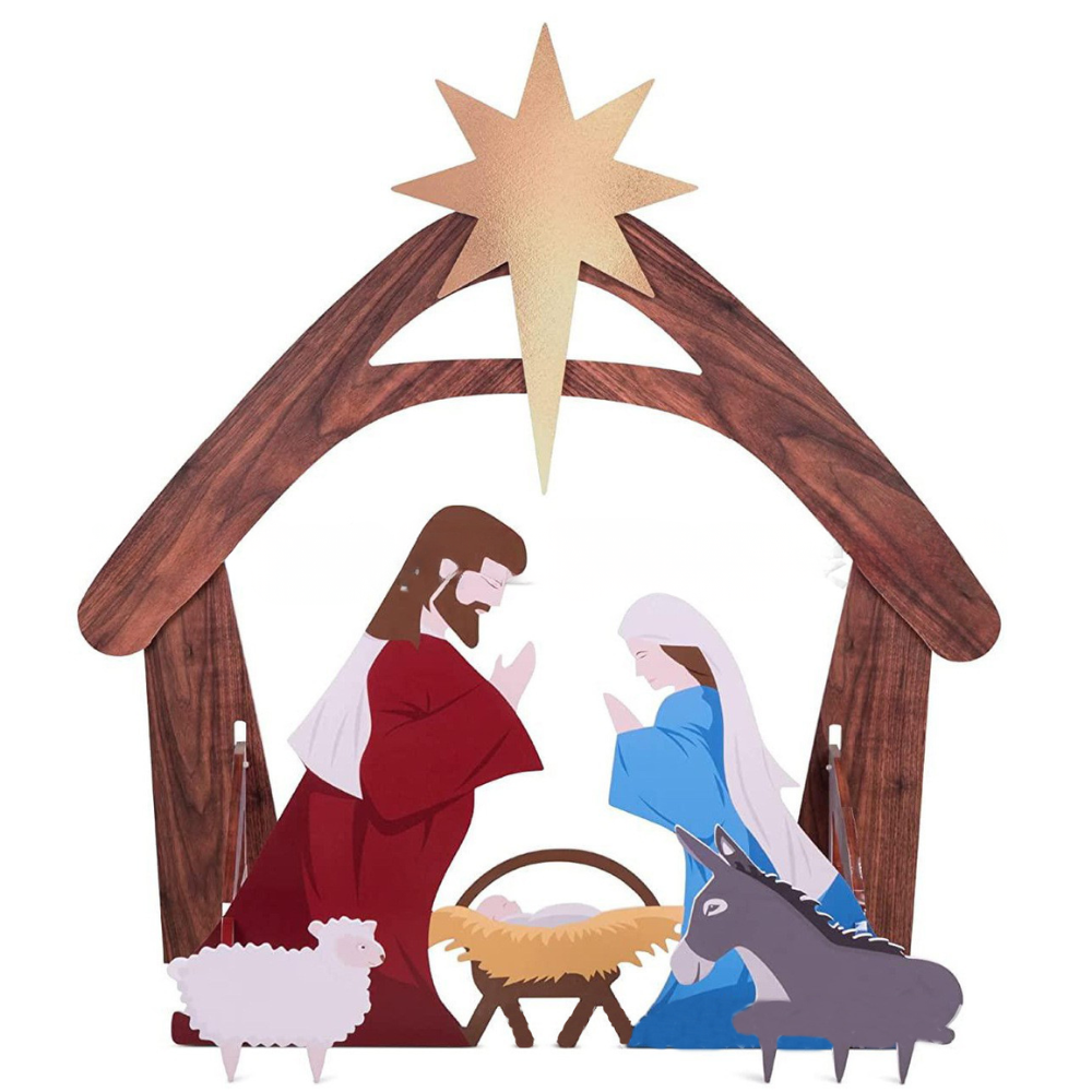Outdoor Christmas Nativity Scene Silhouette Display