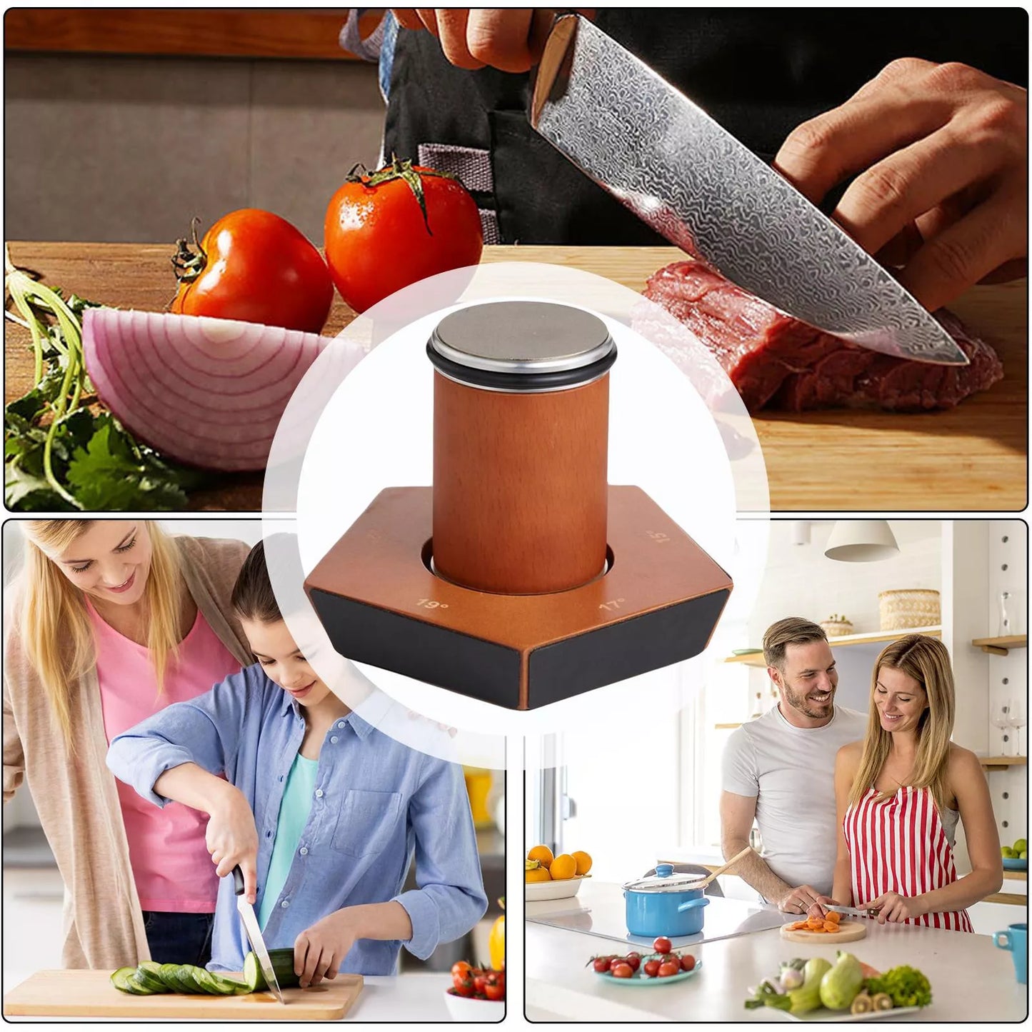 EdgeMaster™ Knife Sharpener Kit with Magnetic Wood Base