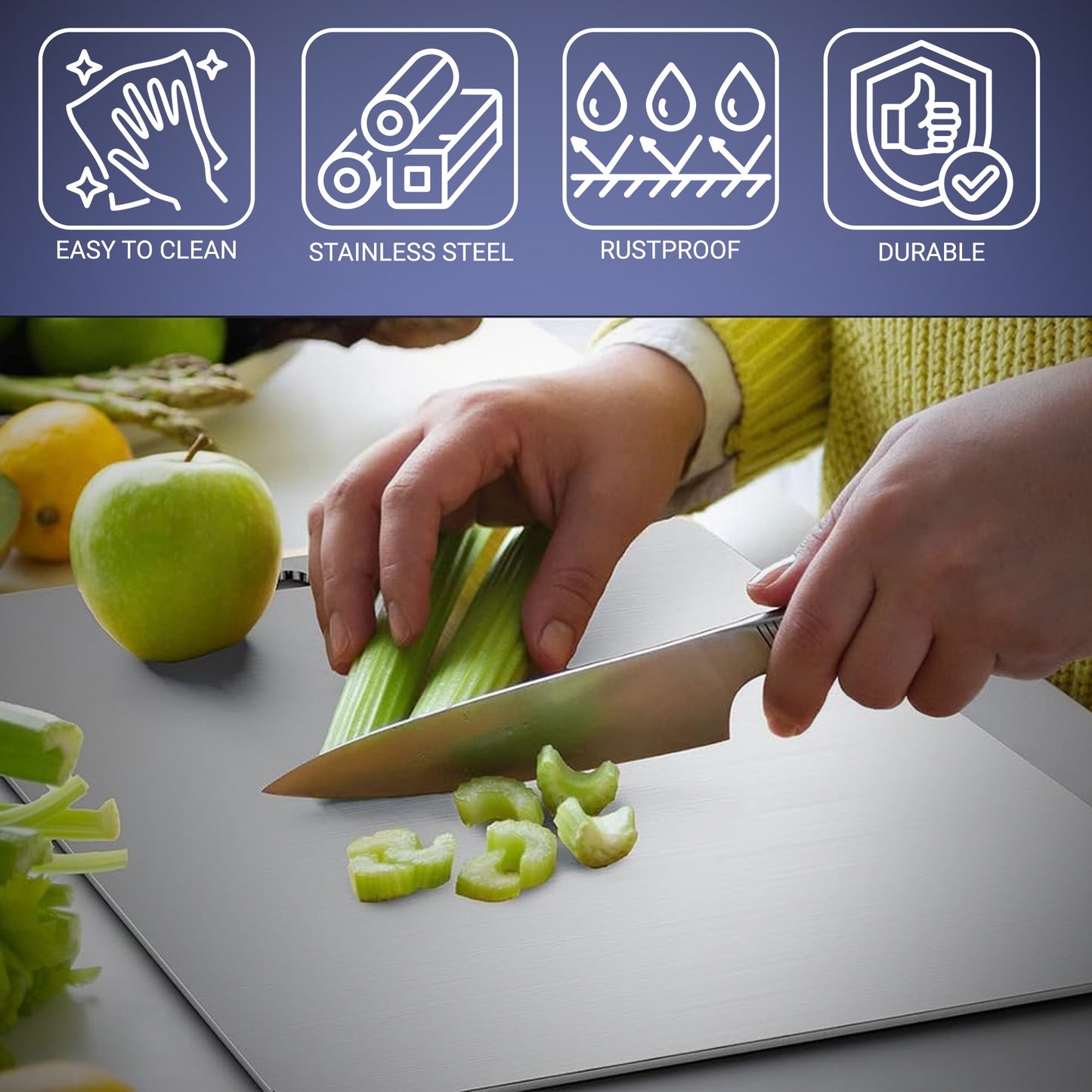 SteelPro™ Stainless Steel Cutting Board – Built to Resist Stains & Scratches