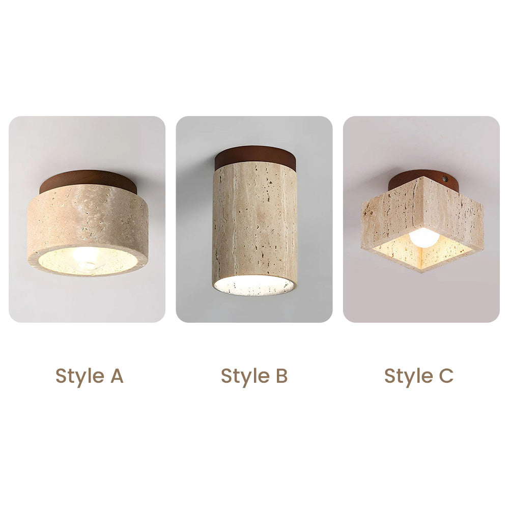 Ceiling Light Wood Cylinder Flush Mount Fixture