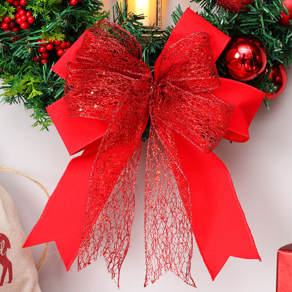 Christmas Wreath with LED Lights and Bow