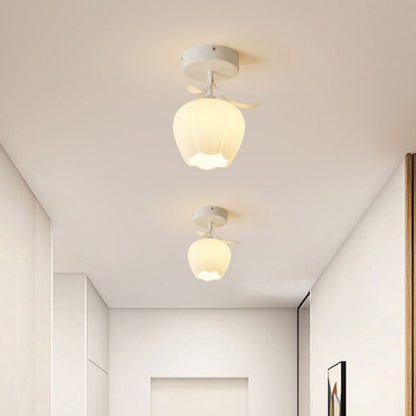 Ceiling Light with Floral Glass Shade Design