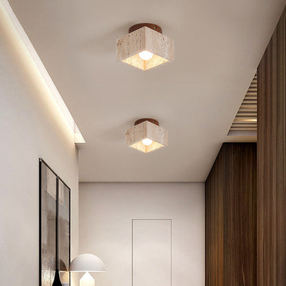 Ceiling Light Wood Cylinder Flush Mount Fixture