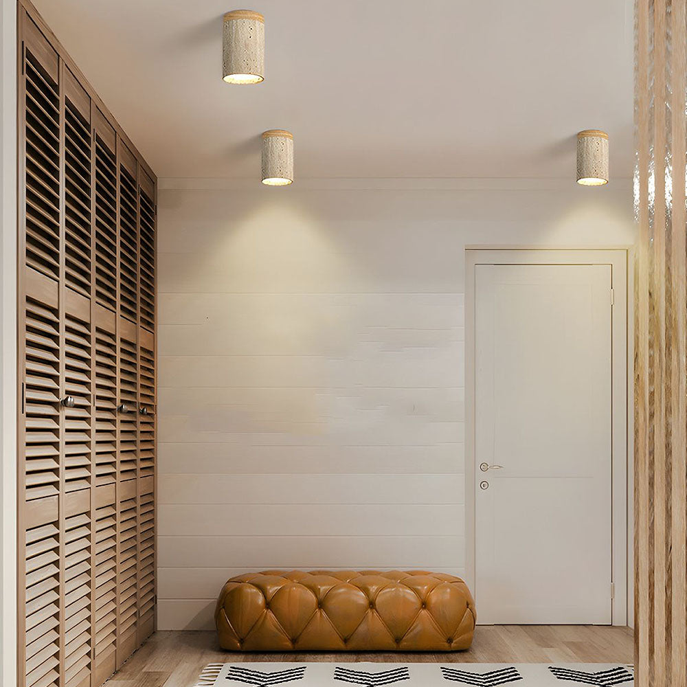 Ceiling Light Wood Cylinder Flush Mount Fixture