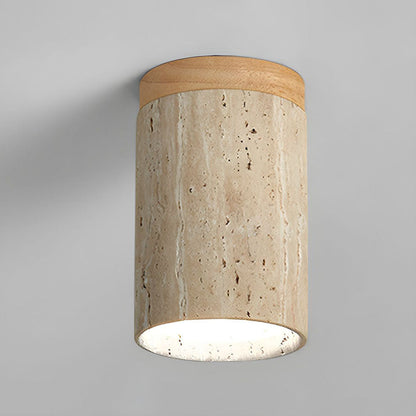 Ceiling Light Wood Cylinder Flush Mount Fixture