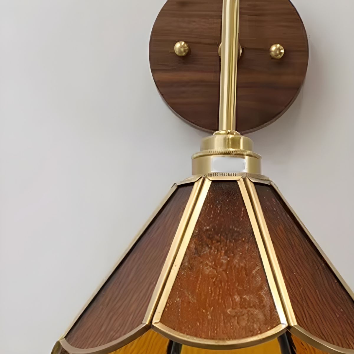 Wall Light With Vintage Brass Glass Shade