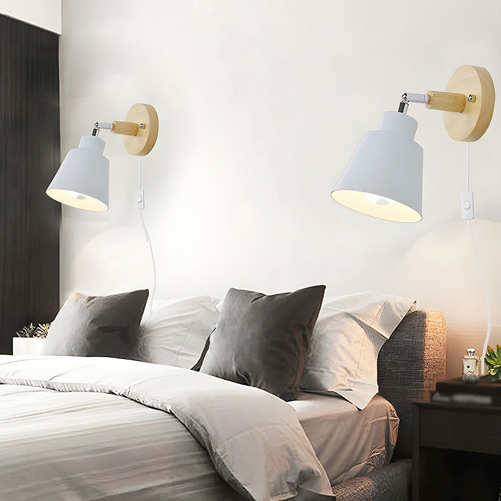 Wall Light With Wood Accent For Bedroom