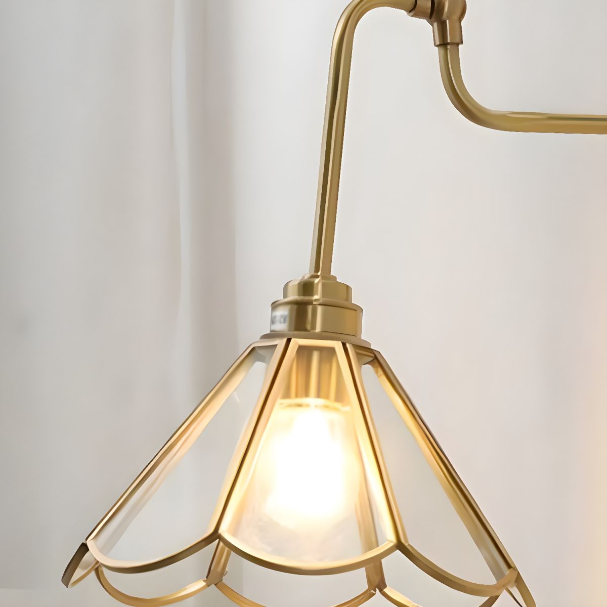Wall Light With Vintage Brass Glass Shade
