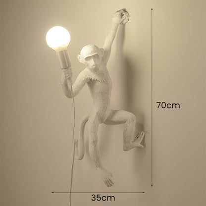 Wall Light With Quirky Resin Monkey Design