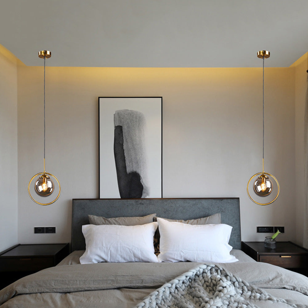 Glass Pendant Light with Gold Frame Finish