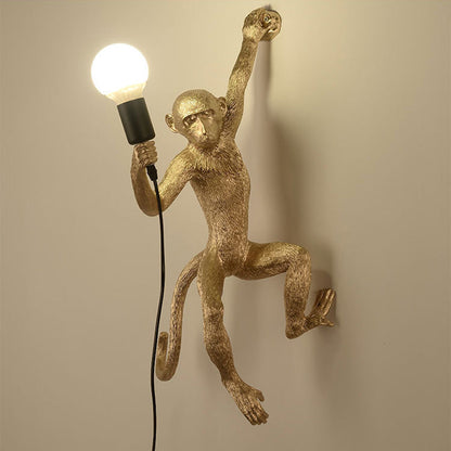 Wall Light With Quirky Resin Monkey Design