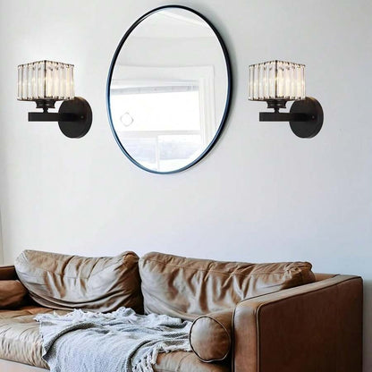 Crystal Glass Wall Light With Modern Arm Design