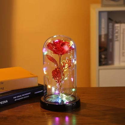 Galaxy Glass Rose with LED Light – Foil Flower Gift for Her - Perfect for Special Occasions