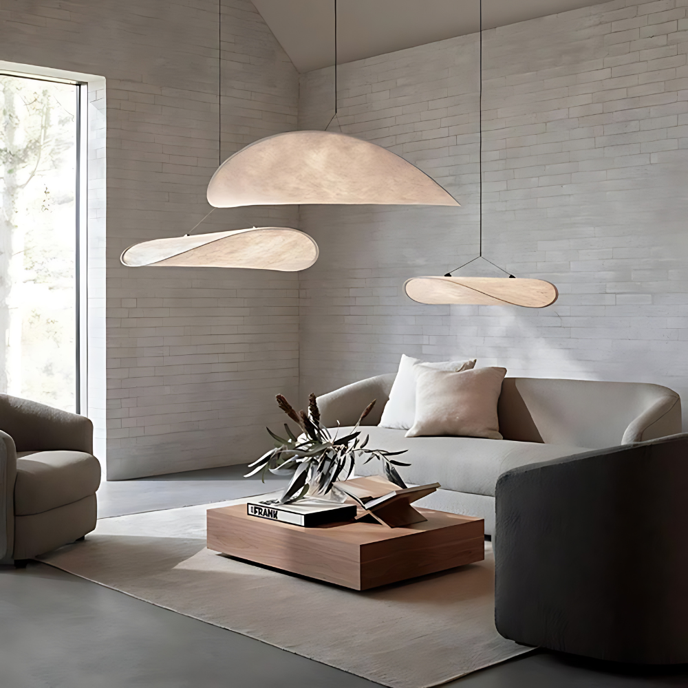 Modern Japandi Silk Hanging Pendant Light
