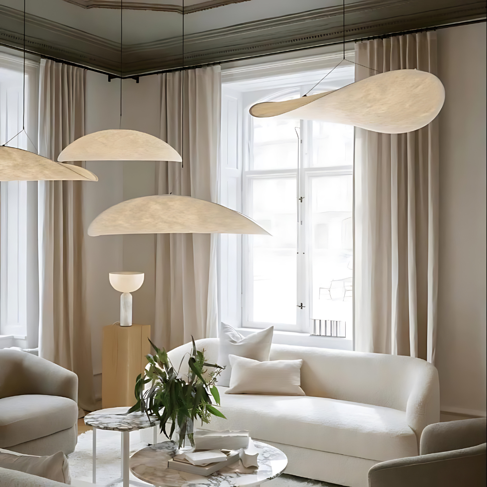 Modern Japandi Silk Hanging Pendant Light