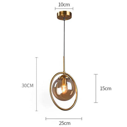 Glass Pendant Light with Gold Frame Finish