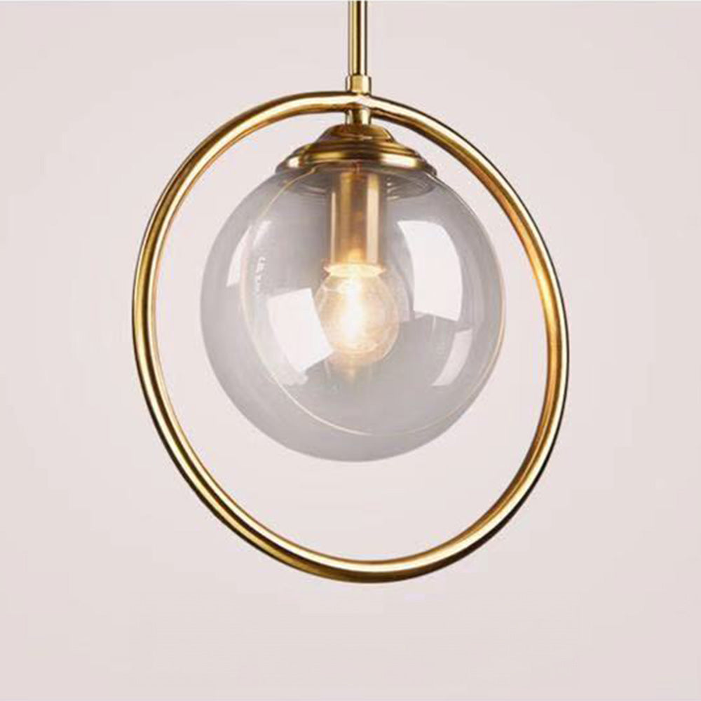 Glass Pendant Light with Gold Frame Finish