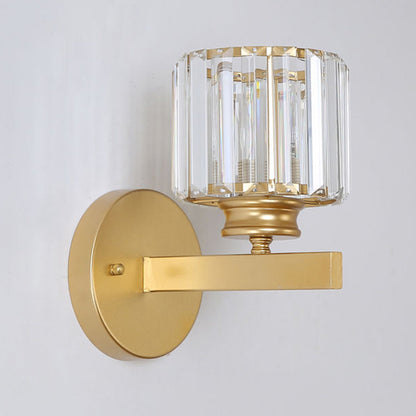 Crystal Glass Wall Light With Modern Arm Design