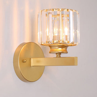 Crystal Glass Wall Light With Modern Arm Design