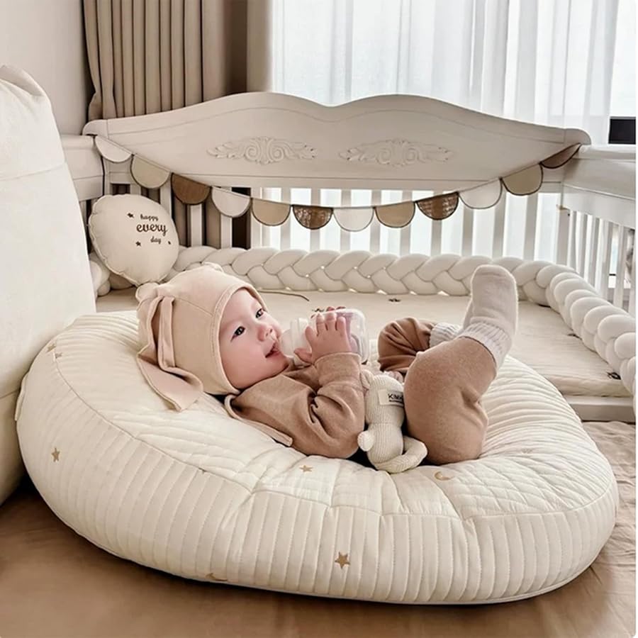 SoftNest™ Baby Lounger Pillow – Ergonomic Cotton Nest with Anti-Reflux Support-TotsCove