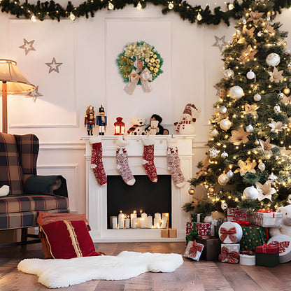 Christmas Wreath with Nativity and LED Lights