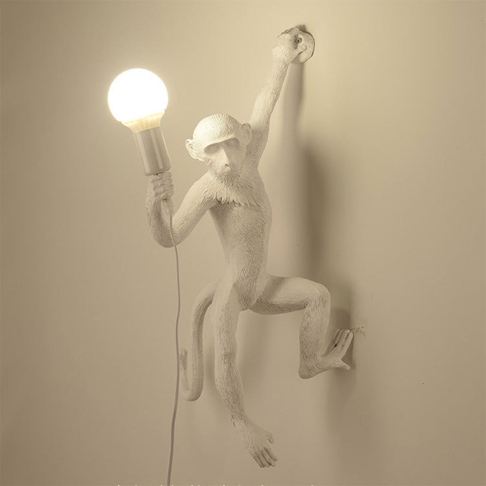 Wall Light With Quirky Resin Monkey Design