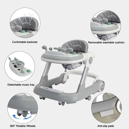 CuddleSteps™ Convertible Baby Walker | 2-in-1 Seated & Push Walker-TotsCove