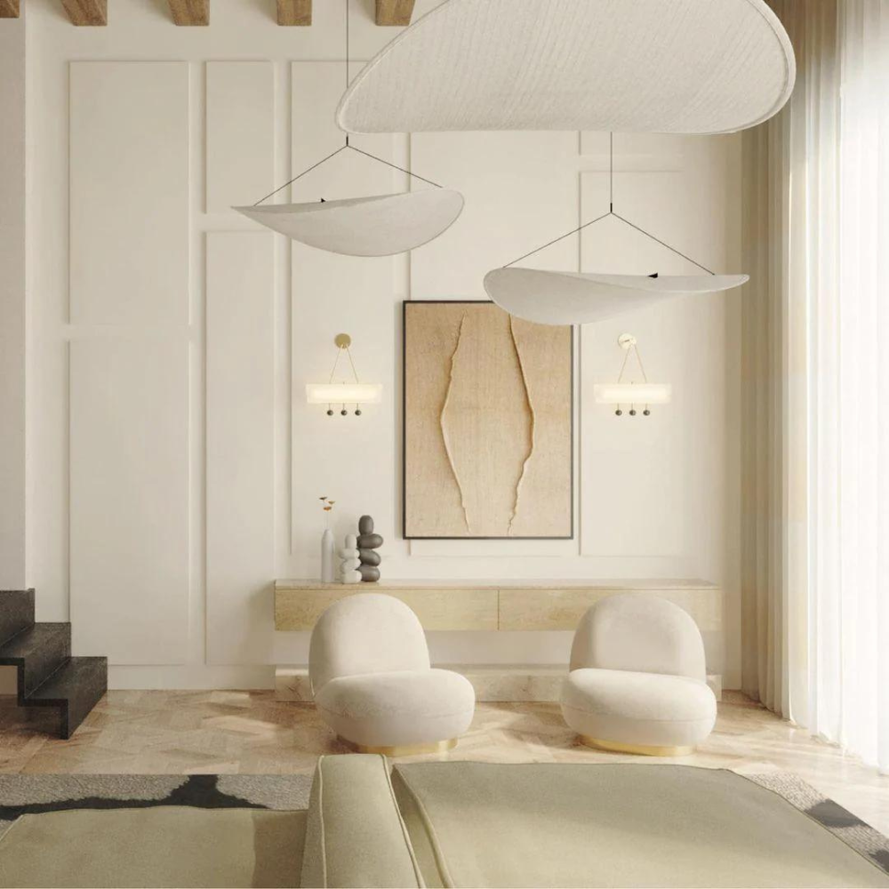 Modern Japandi Silk Hanging Pendant Light