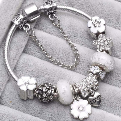 Floriéra™ Sterling Silver Floral Charm Bracelet