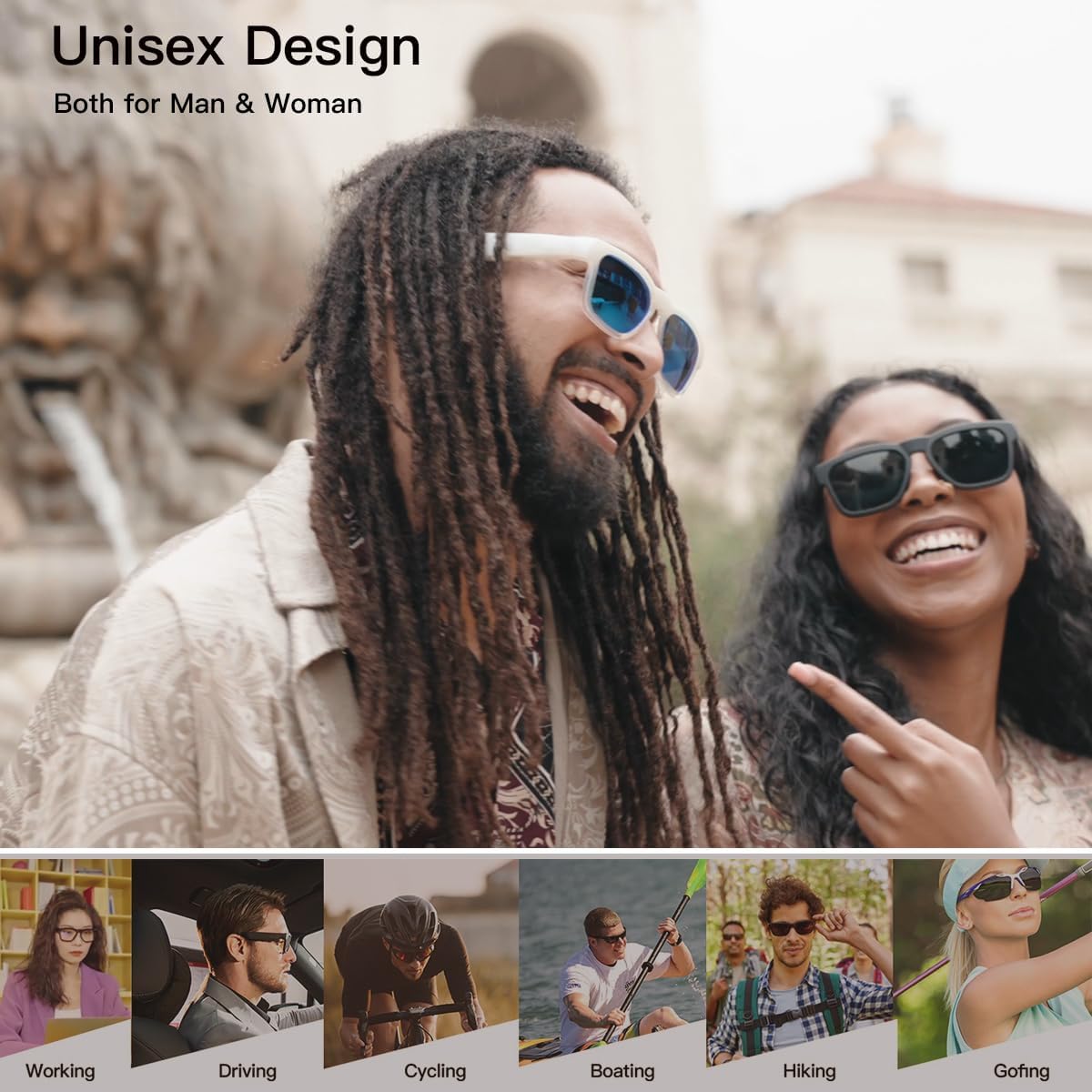 Smart Sunglasses – Bluetooth Open-Ear Speaker, Voice Control & UV400 Polarized Lenses