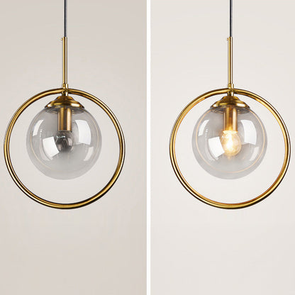 Glass Pendant Light with Gold Frame Finish