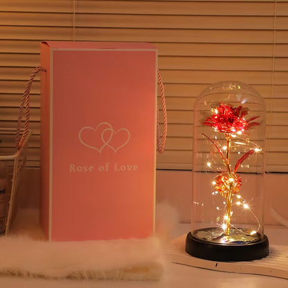 Galaxy Glass Rose with LED Light – Foil Flower Gift for Her - Perfect for Special Occasions
