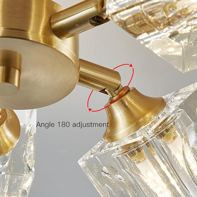 Crystal Ceiling Light with Gold Semi Flush Mount