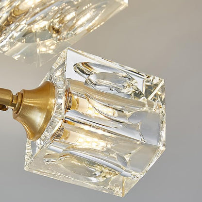 Crystal Ceiling Light with Gold Semi Flush Mount