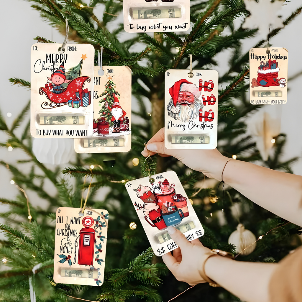 Christmas Money Holder Wooden Gift Card Ornament Decoration