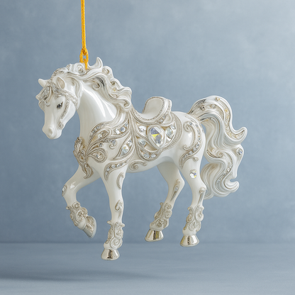 Christmas Ornament Horse Acrylic Rhinestone Hanging Tree Decor