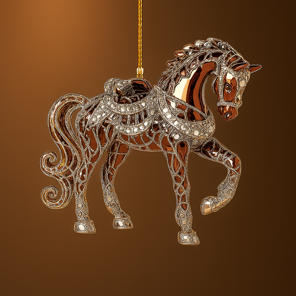 Christmas Ornament Horse Acrylic Rhinestone Hanging Tree Decor
