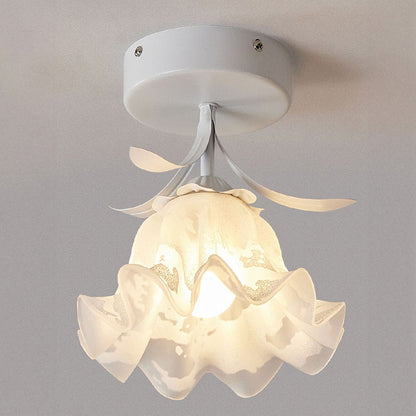 Ceiling Light with Floral Glass Shade Design