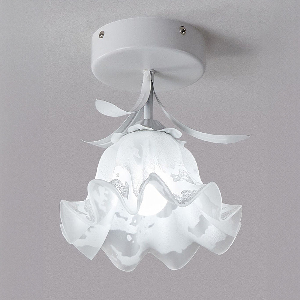 Ceiling Light with Floral Glass Shade Design